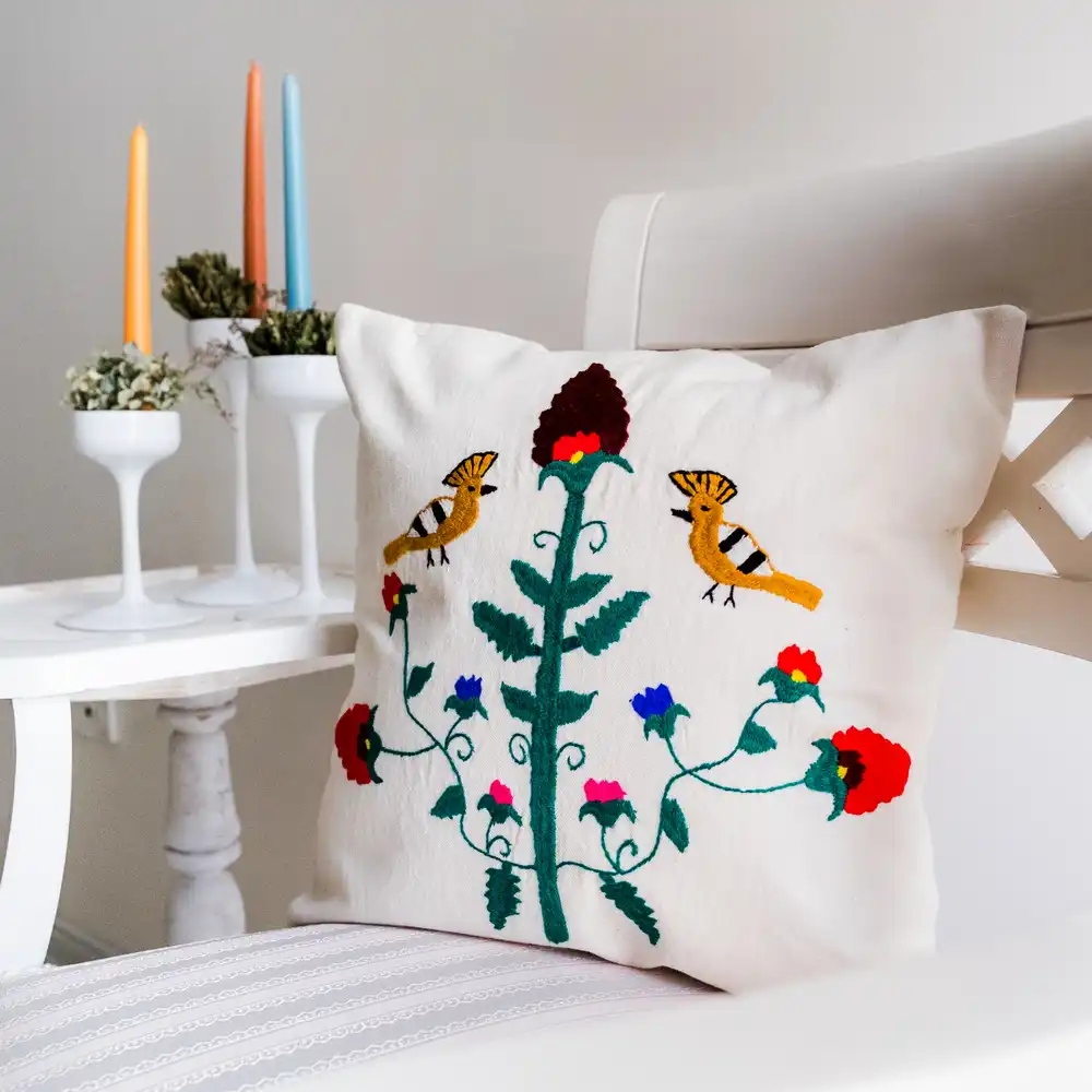Embroidered “Khayyam” Cushion Cover -“We must often remember the one we love.”