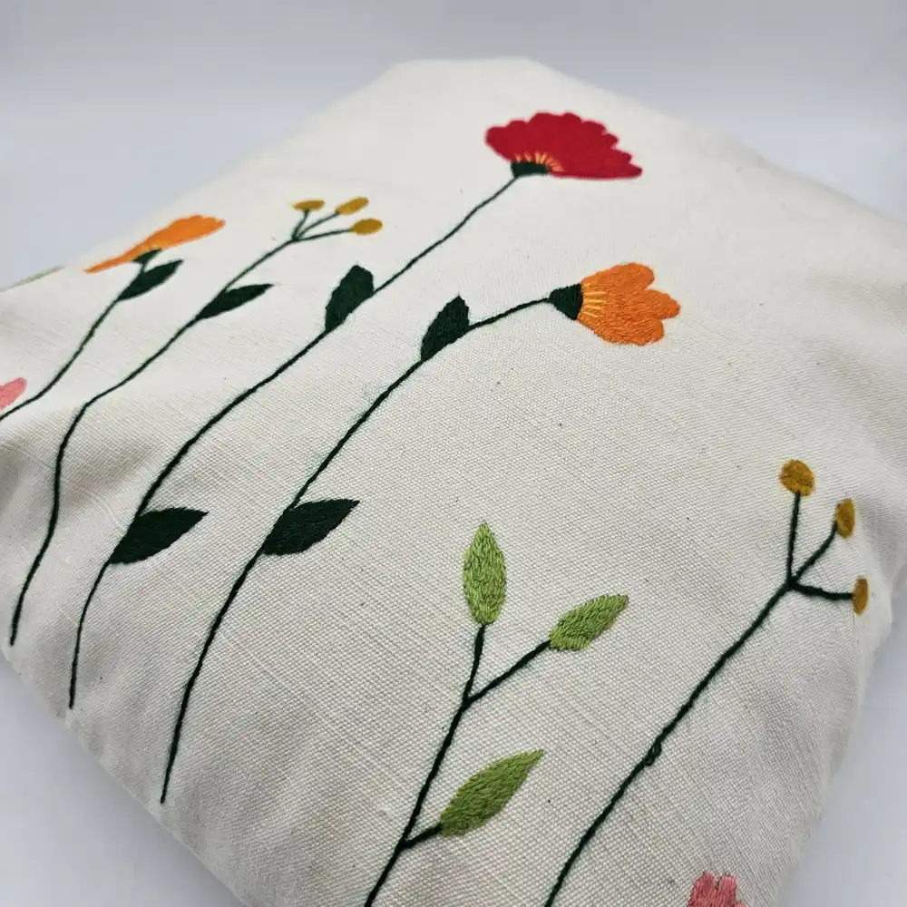 Spring Blossom Hand Embroidered Pillow Cover – Traditional Persian Embroidery from Khorasan Spring Blossom Hand Embroidered Pillow Cover – Traditional Persian Embroidery from Khorasan