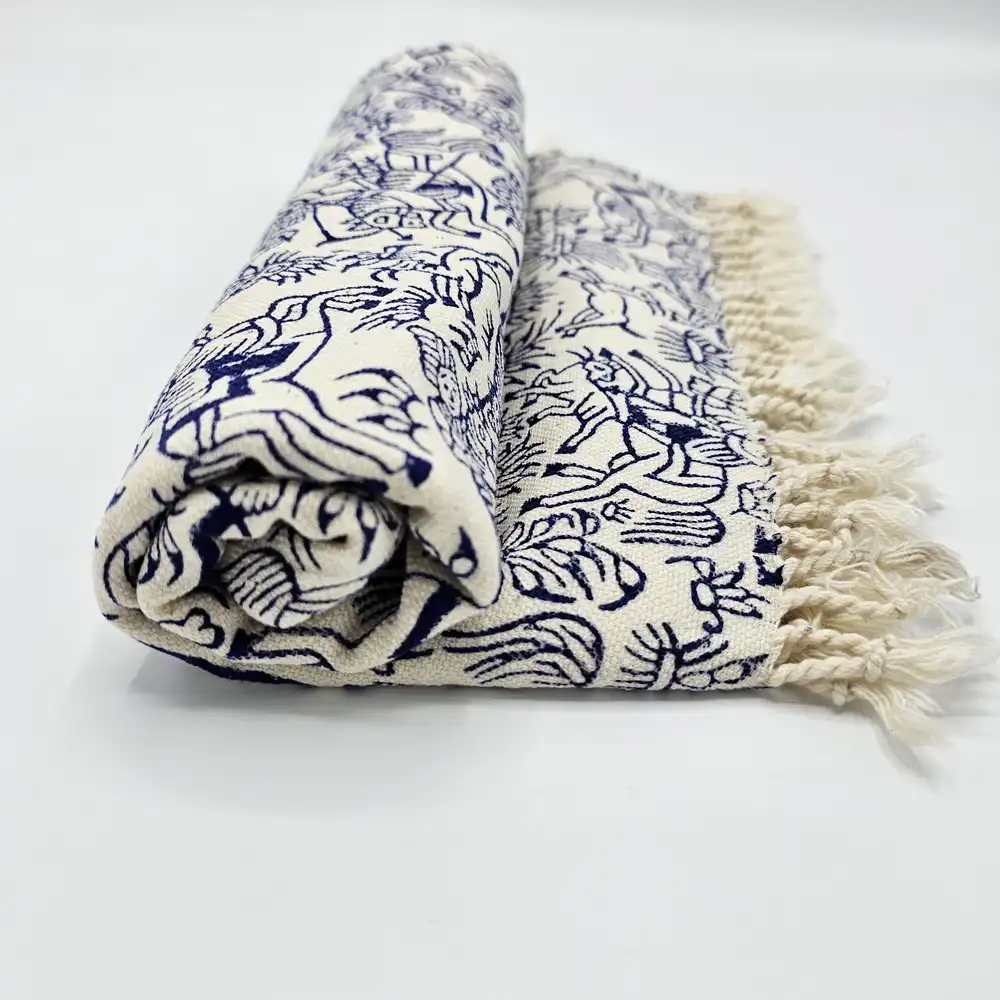 Black Chogan Block-Printed Table Runner – Handmade Persian Ghalamkar Black Chogan Block-Printed Table Runner – Handmade Persian Ghalamkar