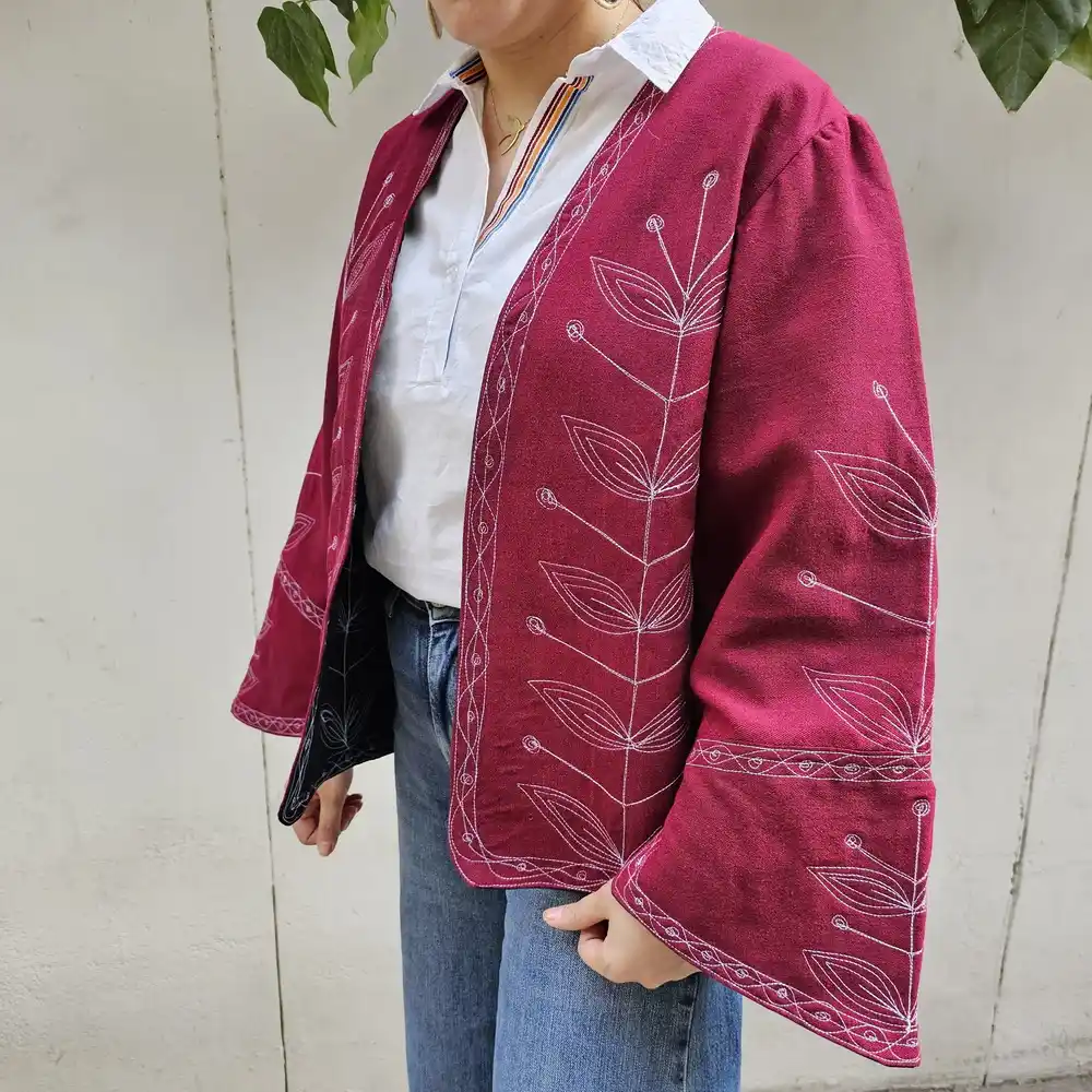 Qizilbash Traditional Wine Red Jacket – Handwoven Iranian Textile Inspired by Nature Qizilbash Traditional Wine Red Jacket – Handwoven Iranian Textile Inspired by Nature