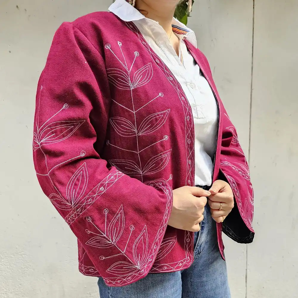 Qizilbash Traditional wine red Jacket – Handwoven Iranian Textile Inspired by Nature