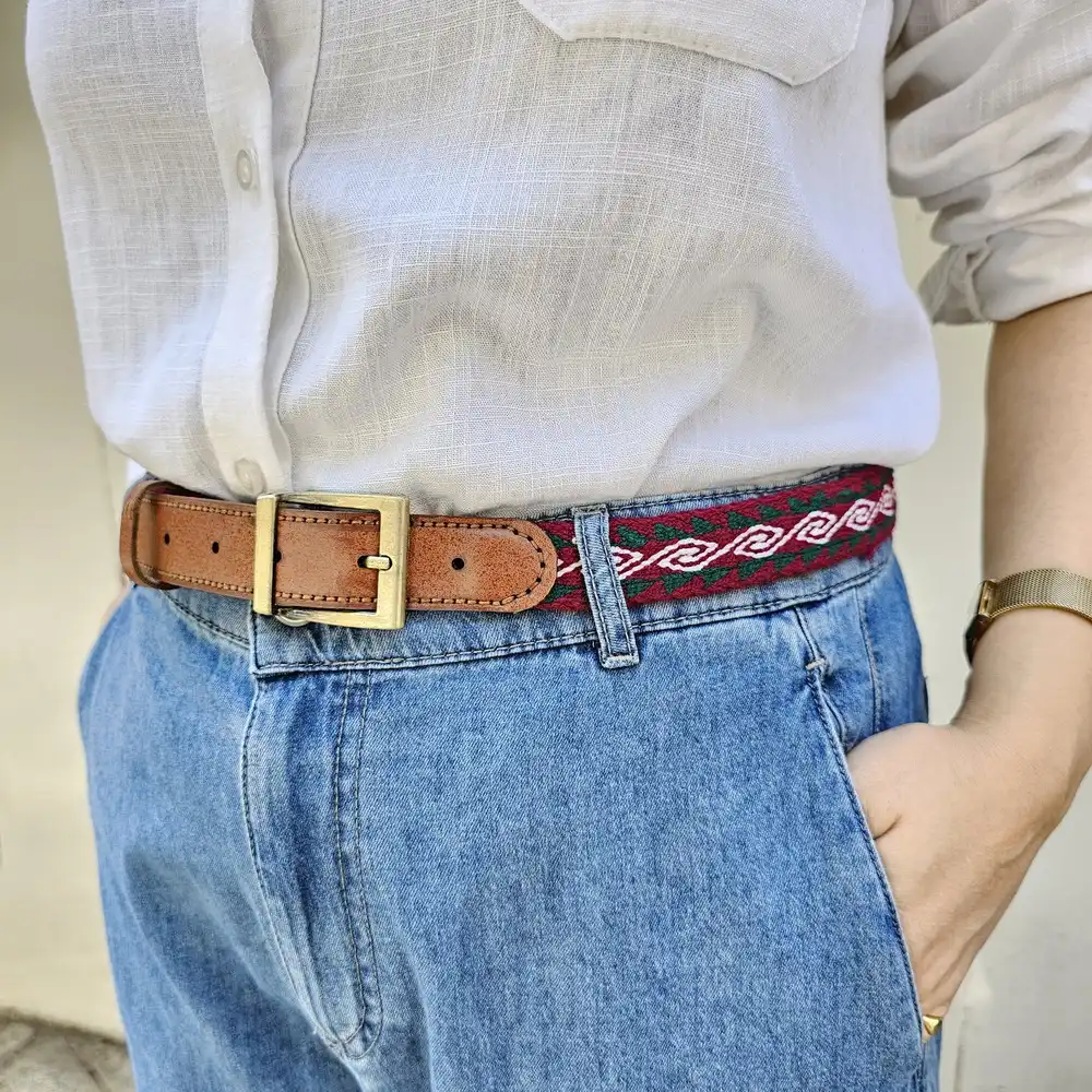 Handwoven Tribal Belt – Gozhdin Flower Pattern