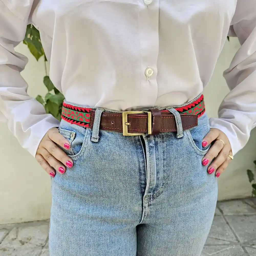 Handwoven Tribal Belt – khal-Nal red-green