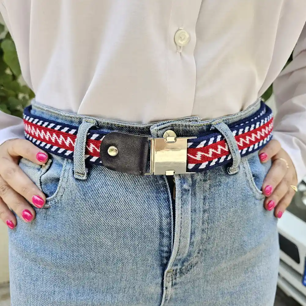 Handwoven Tribal Belt – Arreh red blue Pattern