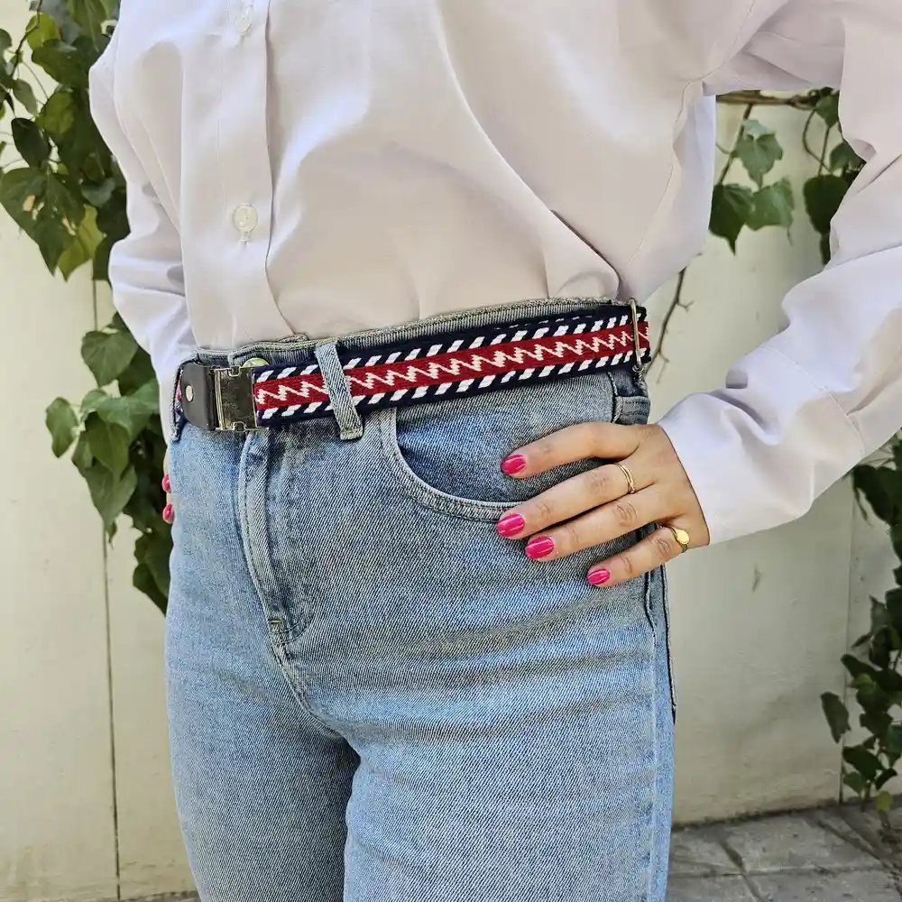 Handwoven Tribal Belt – Arreh red blue Pattern