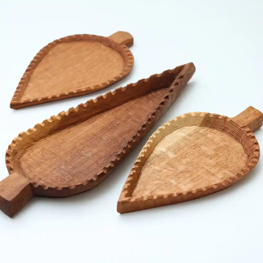 Handcrafted Wooden Tray with Persian Cypress Tree Motif | Lacquer Carving Art from Mazandaran