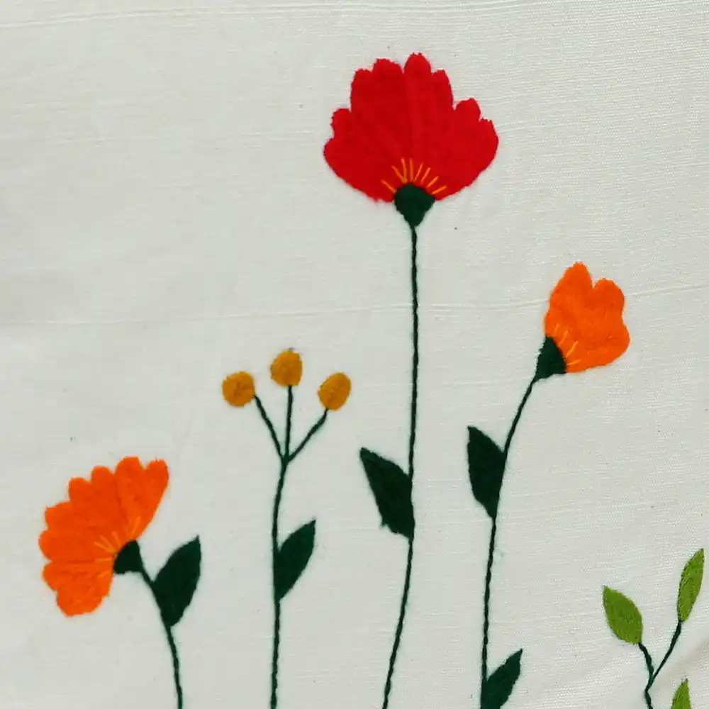 Spring Blossom Hand Embroidered Pillow Cover – Traditional Persian Embroidery from Khorasan Spring Blossom Hand Embroidered Pillow Cover – Traditional Persian Embroidery from Khorasan