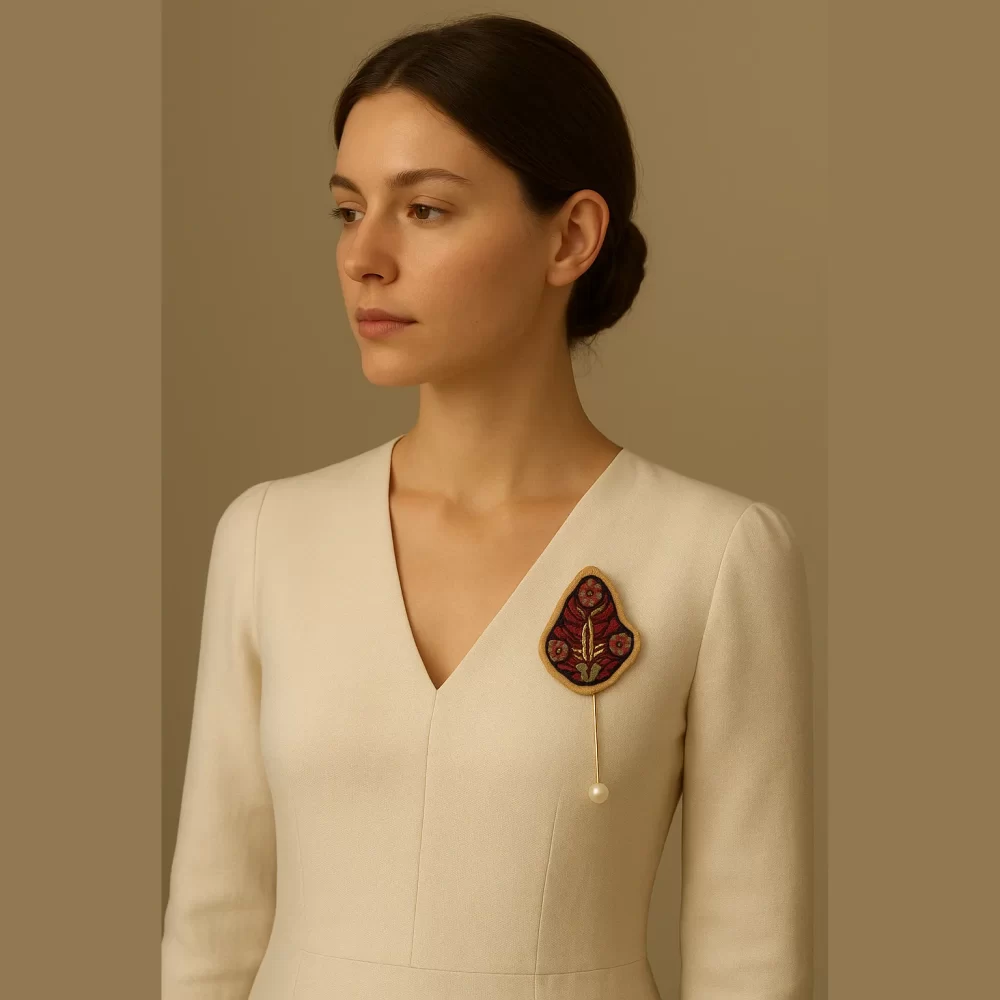 Hand-Embroidered Pateh Brooch – petunia Design