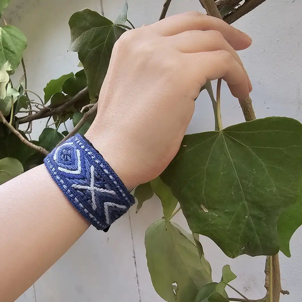 Goharam Balochi Embroidery Bracelet (Blue-Grey)