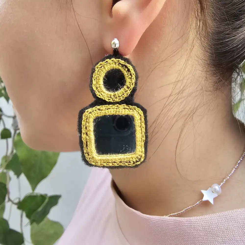 Handmade Baluchi Mirrorwork & Zardozi Stud Earrings – Traditional Persian Needlework Jewelry